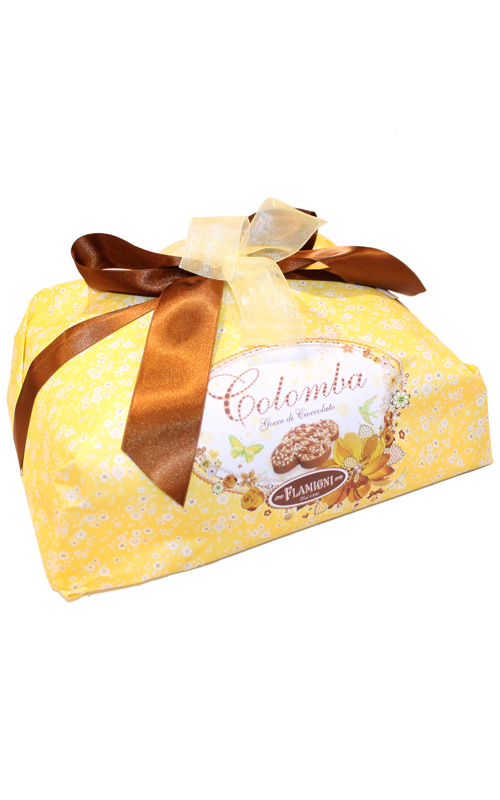 COLOMBA FLAMIGNI CON GOCCE DI CIOCCOLATO E INCARTO A MANO