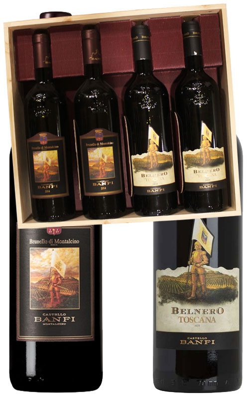 BANFI 4 BOTTIGLIE IN CASSA LEGNO