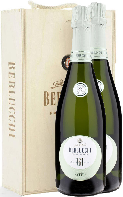 FRANCIACORTA BERLUCCHI SATEN 2 BOTTIGLIE CASSA LEGNO